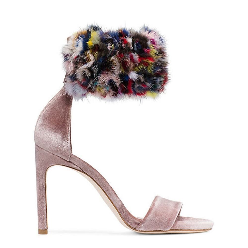 Stuart Weitzman Snowbiz Mink Pink Velvet Stiletto Heel Womens Size 7 - Picture 5 of 15